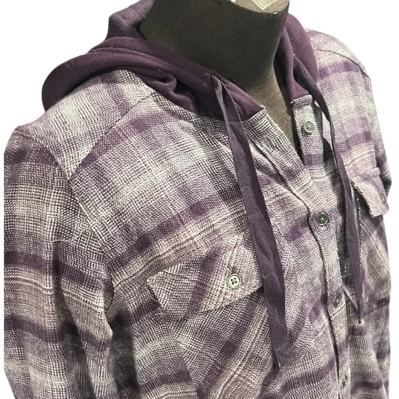 Columbia Womens Canyon Point II Shirt Jacket Purple  Hooded Flannel Hiking Large - Picture 2 of 9